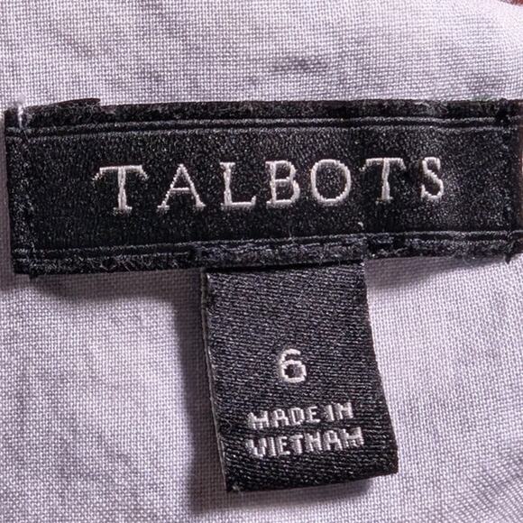 Talbots Blue Cotton Gingham Lemon Embroidered Knee Length Shift Dress Sz 6 - Picture 6 of 7